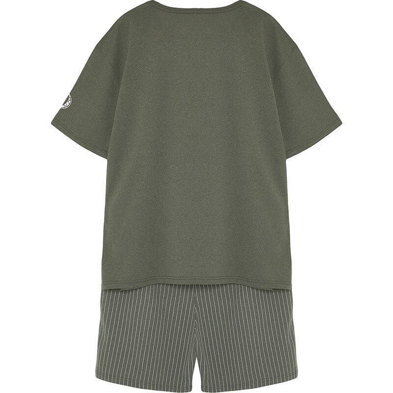 Trendyol Khaki Plus Size Regular Fit Knitted Shorts Pajamas Set