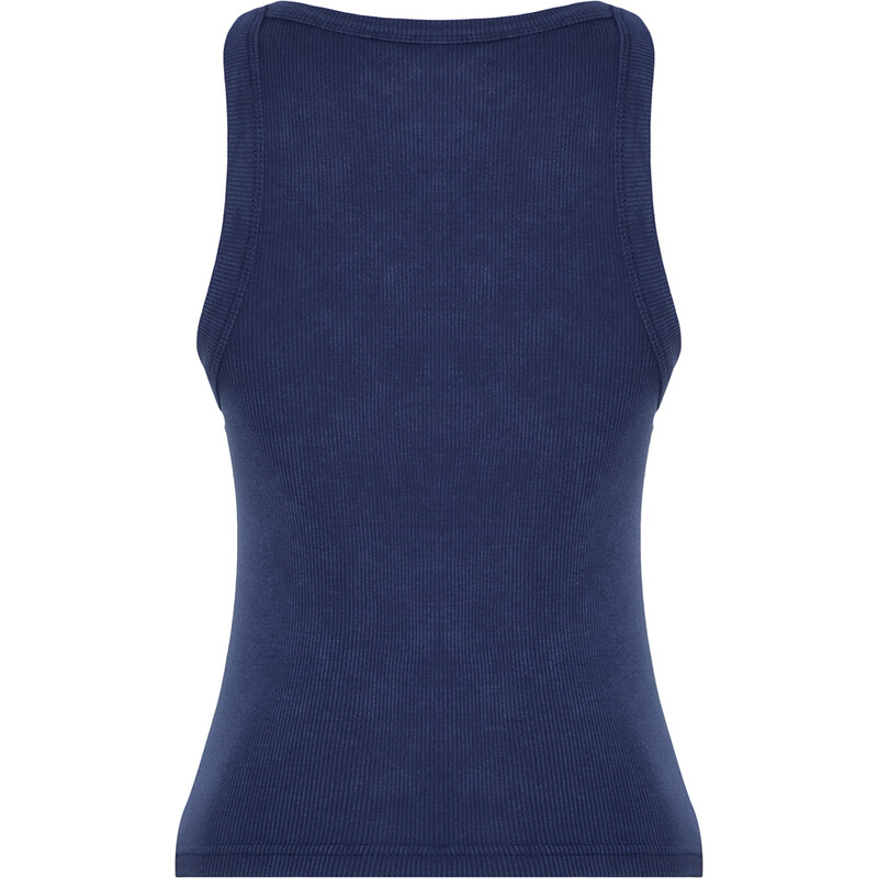Trendyol Navy Blue Pale Effect Fitted Halter Neck Ribbed Cotton Stretch Knit Undershirt