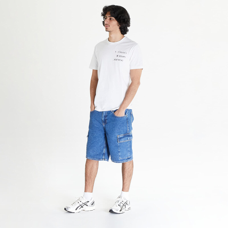 Tricou pentru bărbați Calvin Klein Jeans Diffused Stacked Short Sleeve Tee Bright White