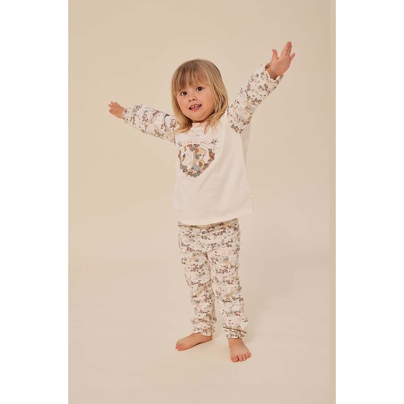 Konges Sløjd pijamale de bumbac pentru copii culoarea bej, modelator