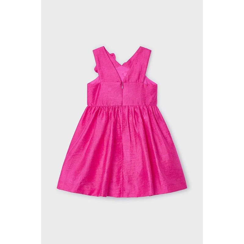 Mayoral rochie cu amestec de in pentru copii culoarea roz, mini, evazati
