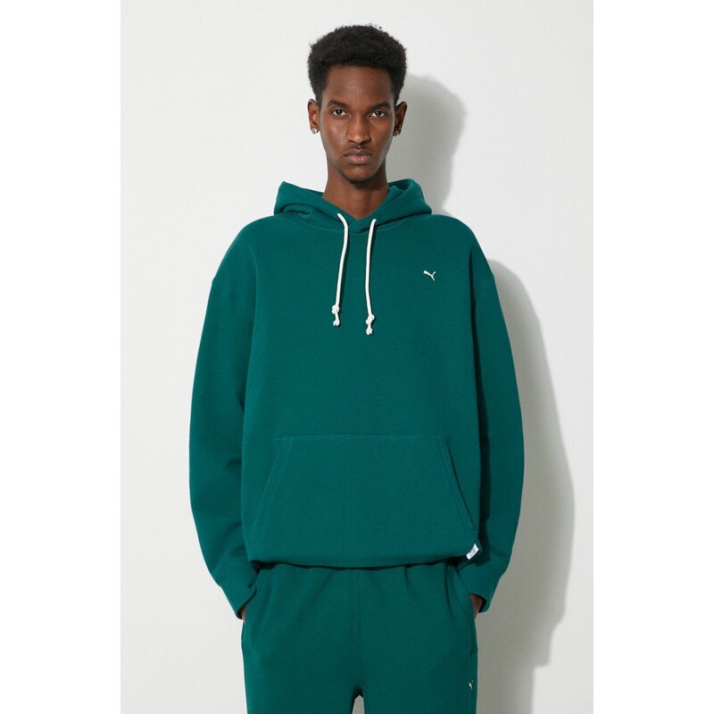 Puma hanorac de bumbac MMQ bărbați, culoarea verde, cu glugă, melanj 624011