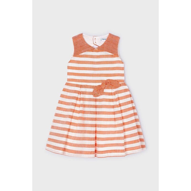 Mayoral rochie cu amestec de in pentru copii culoarea portocaliu, mini, evazati
