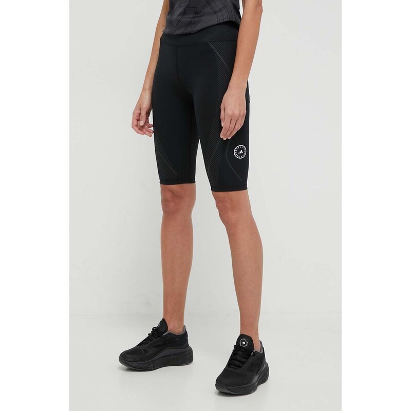adidas by Stella McCartney pantaloni scurți de alergare TruePace culoarea negru, cu imprimeu, high waist IT3325