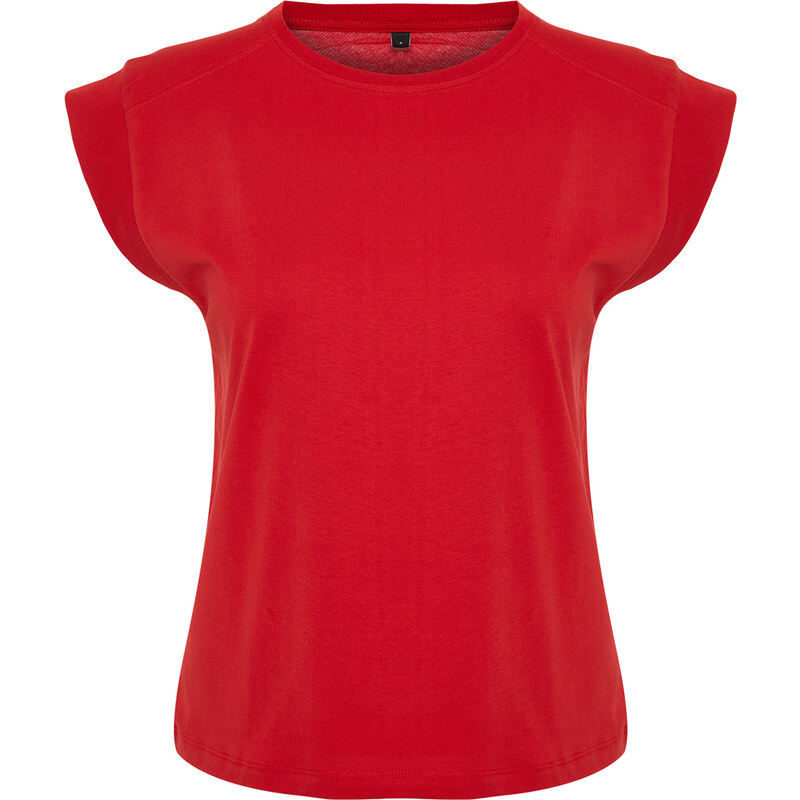 Trendyol Red Rib Detail Moon Sleeve Basic Knitted T-Shirt