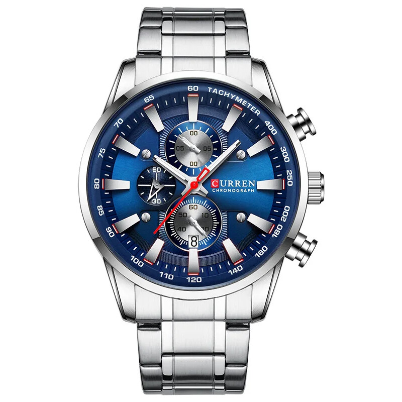 Ceas barbatesc Curren Elegant Casual Quartz Fashion Argintiu Albastru