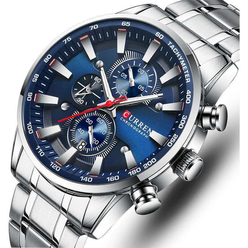 Ceas barbatesc Curren Elegant Casual Quartz Fashion Argintiu Albastru