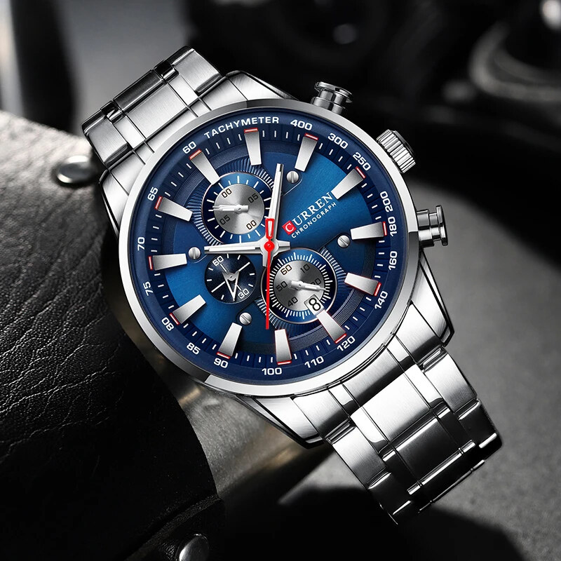 Ceas barbatesc Curren Elegant Casual Quartz Fashion Argintiu Albastru