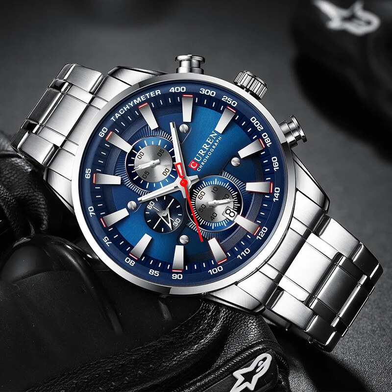 Ceas barbatesc Curren Elegant Casual Quartz Fashion Argintiu Albastru