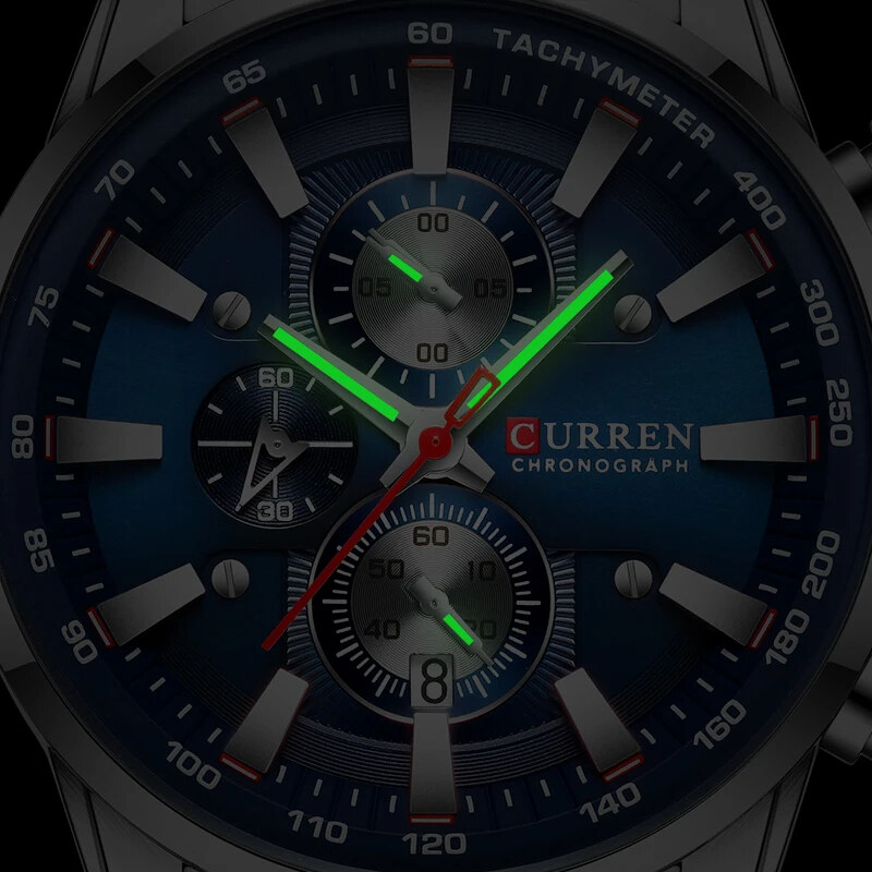 Ceas barbatesc Curren Elegant Casual Quartz Fashion Argintiu Albastru