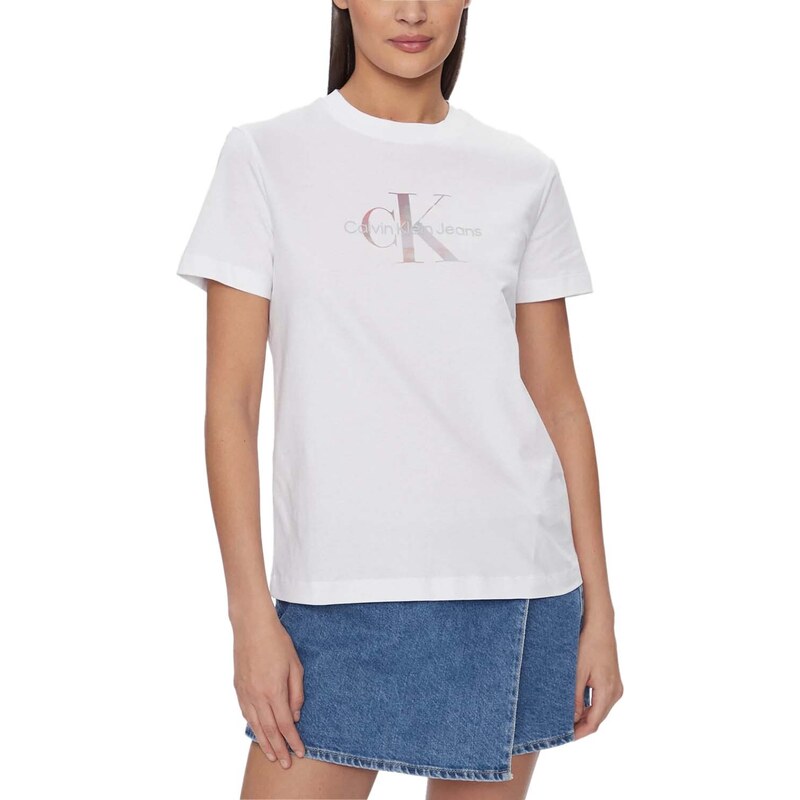 CALVIN KLEIN T-Shirt Diffused Monologo Regular Tee J20J223264 YAF bright white