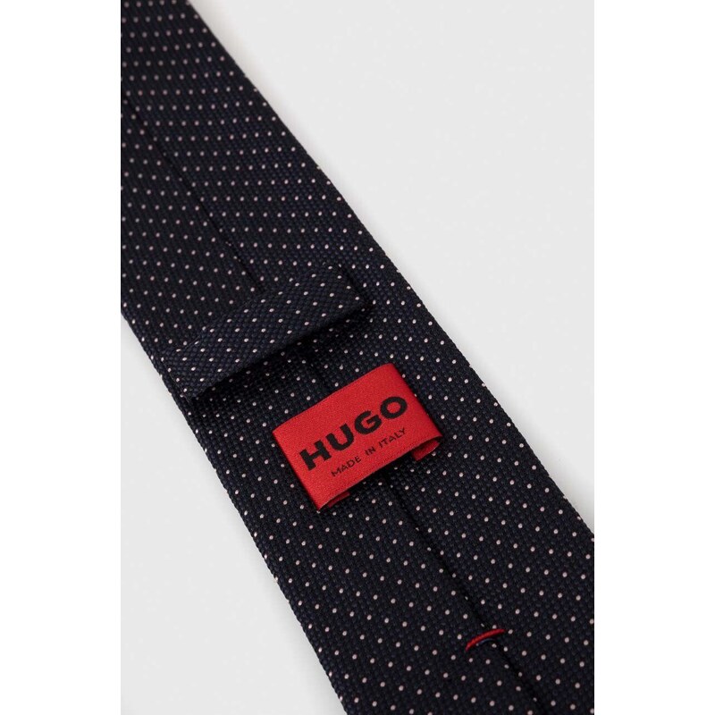 HUGO cravată de mătase culoarea bleumarin 50494297
