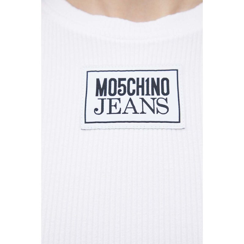 Moschino Jeans top femei, culoarea alb