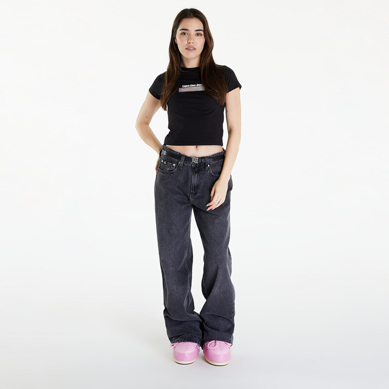 Tricou pentru femei Calvin Klein Jeans Diffused Box Fitted Short Sleeve Tee Black