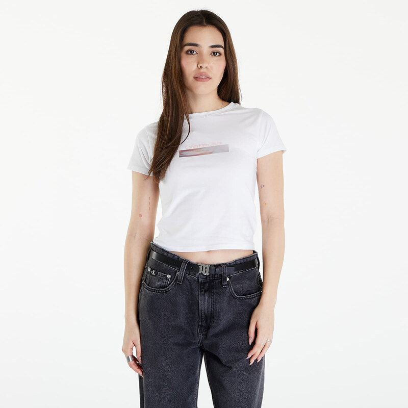Tricou pentru femei Calvin Klein Jeans Diffused Box Fitted Short Sleeve Tee Bright White