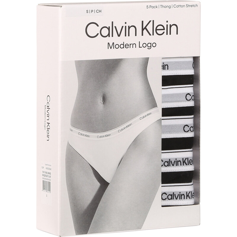 5PACK tanga damă Calvin Klein negri (QD5221E-UB1) M