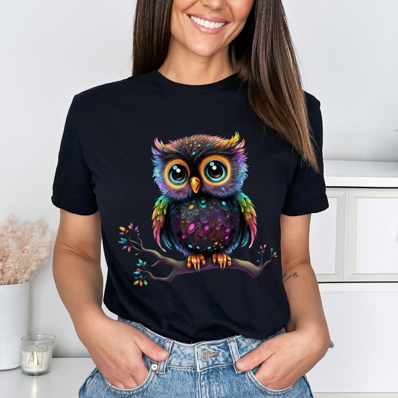 orielle Tricou Negru Glowing Owl