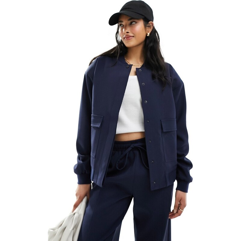 4th & Reckless tailored bomber jacket co-ord in navy - NAVY