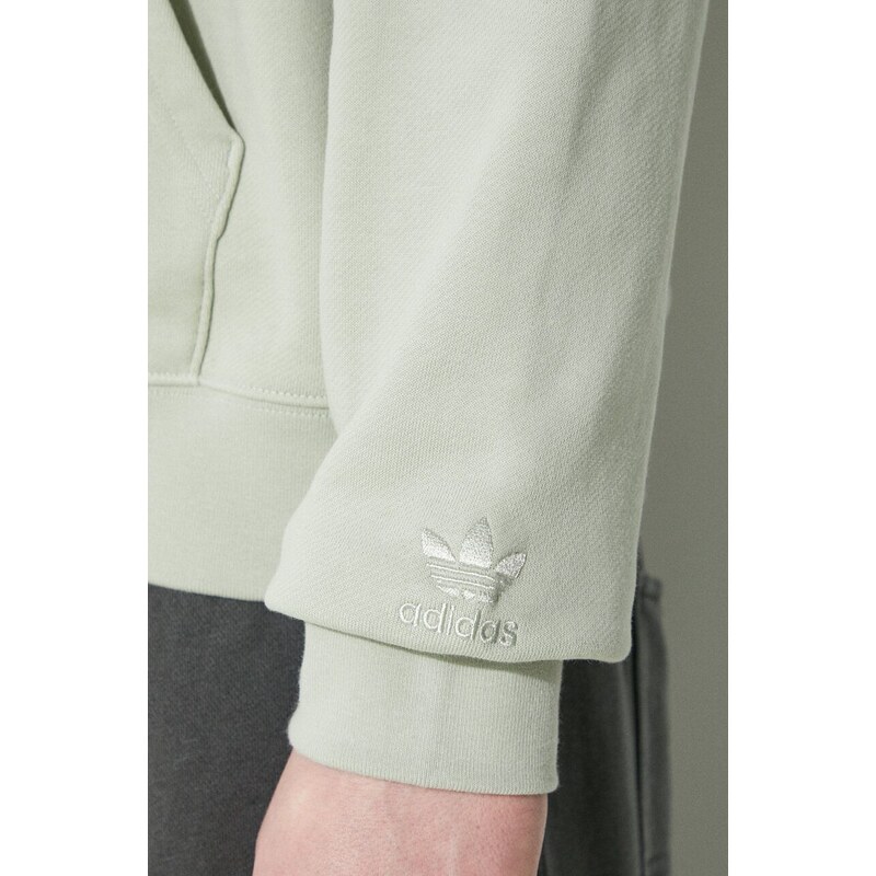 adidas Originals hanorac de bumbac Trefoil Hood 1 barbati, culoarea verde, cu glugă, cu imprimeu, IM9681