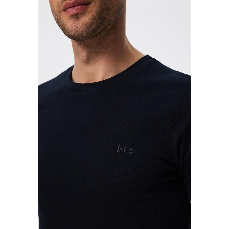 Lee Cooper Men's Twingos 1 Pique O Neck T-shirt Navy Blue