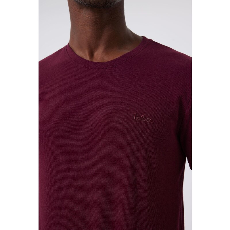 Lee Cooper Twingos 6 Men's Pique O Neck T-Shirt Burgundy
