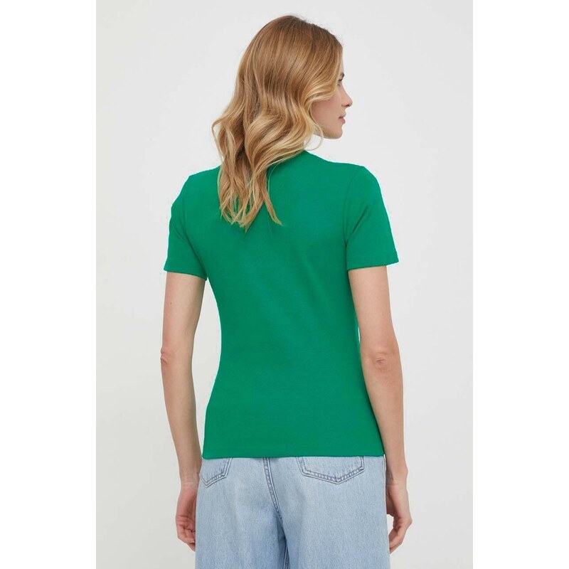 Tommy Hilfiger tricou din bumbac femei, culoarea verde WW0WW40584
