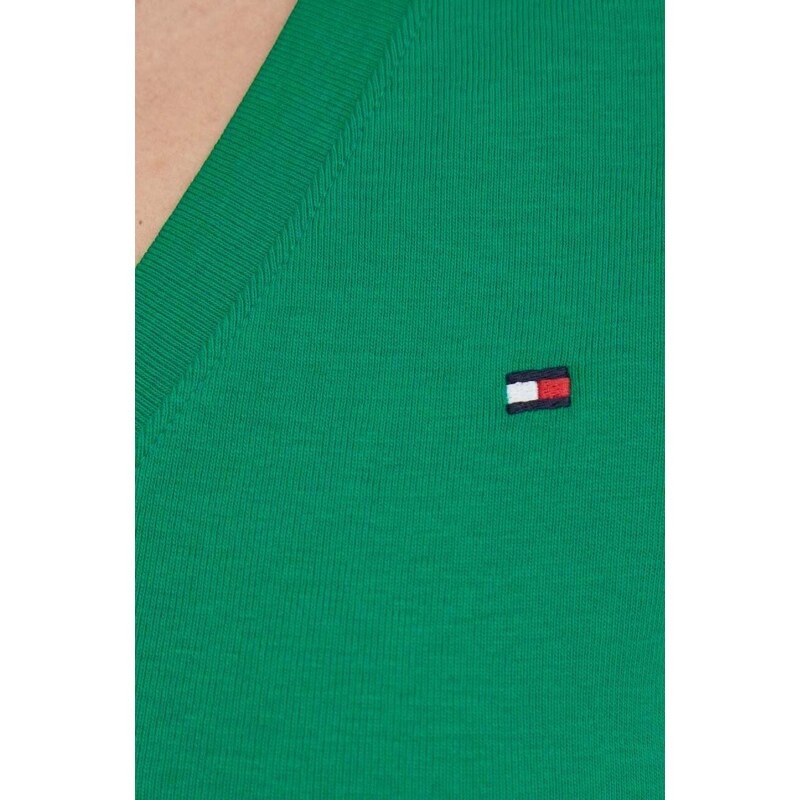 Tommy Hilfiger tricou din bumbac femei, culoarea verde WW0WW40584