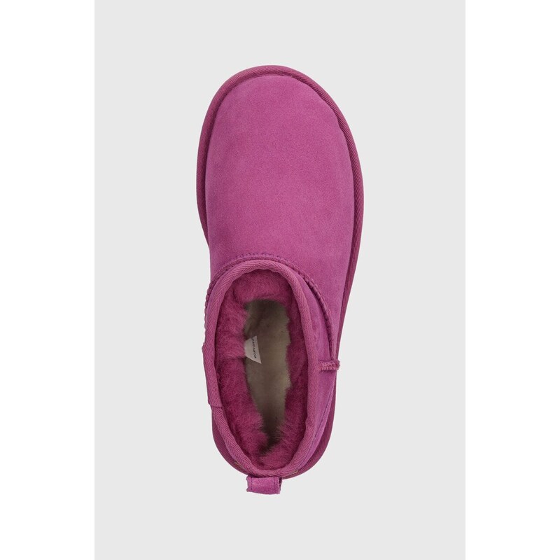 UGG cizme de zapada din piele intoarsa Classic Ultra Mini culoarea violet, 1116109