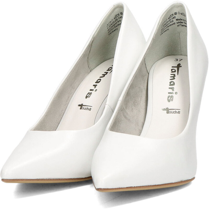 Tamaris damă pantofi cu toc în stil clasic - alb