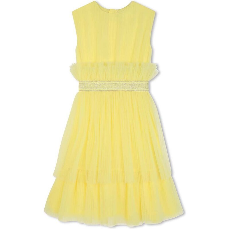 Karl Lagerfeld rochie fete culoarea galben, mini, drept