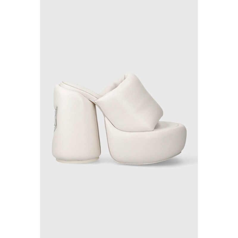 Naked Wolfe slapi de piele Wow femei, culoarea alb, cu toc drept