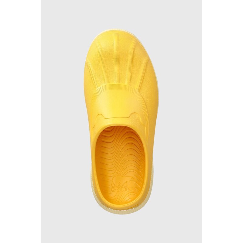 Sorel papuci CARIBOU CLOG femei, culoarea galben, cu platforma, 2048701756