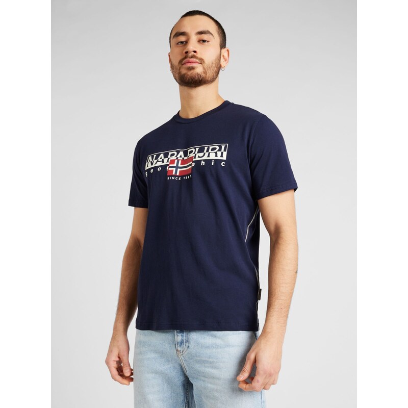 NAPAPIJRI Tricou 'S-Aylmer' albastru marin / roșu deschis / alb