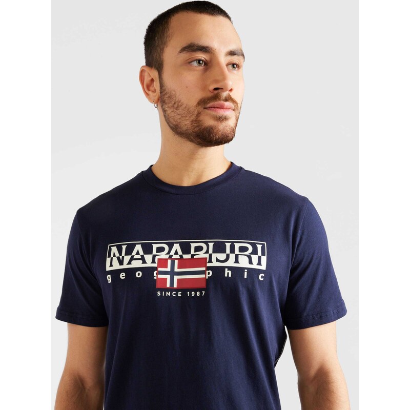 NAPAPIJRI Tricou 'S-Aylmer' albastru marin / roșu deschis / alb