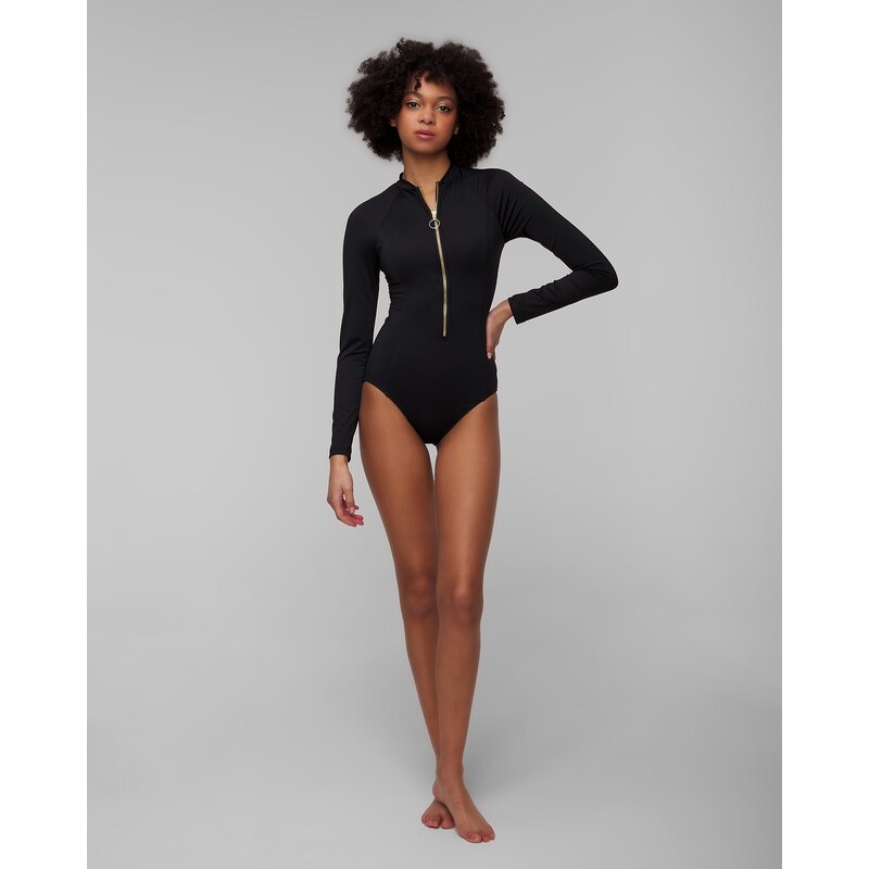 Costum de baie negru pentru femei Seafolly Zip Front Surfsuit