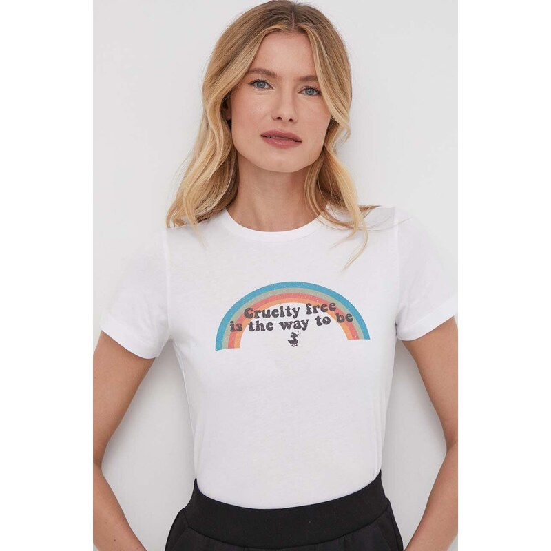 Save The Duck tricou din bumbac femei, culoarea alb