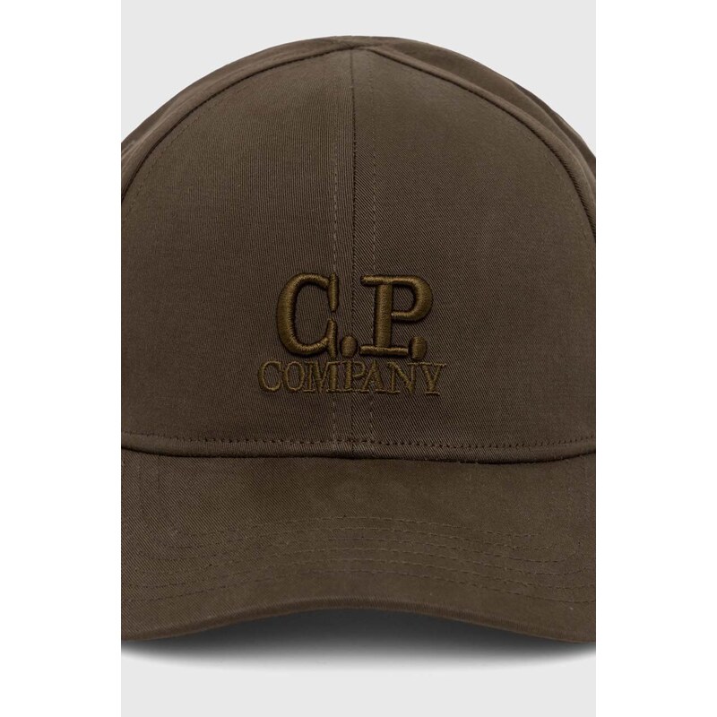 C.P. Company șapcă de baseball din bumbac Gabardine culoarea verde, cu imprimeu, 16CMAC282A006288A