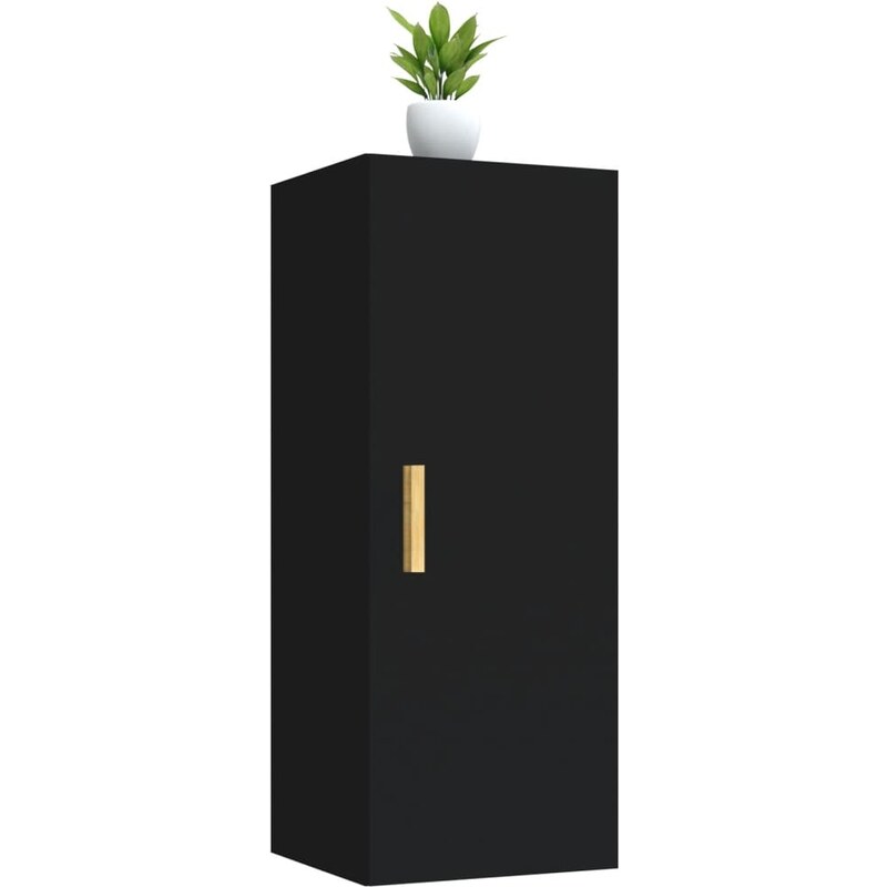OrlandoKids Dulap de perete, negru, 34,5x34x90 cm, lemn compozit