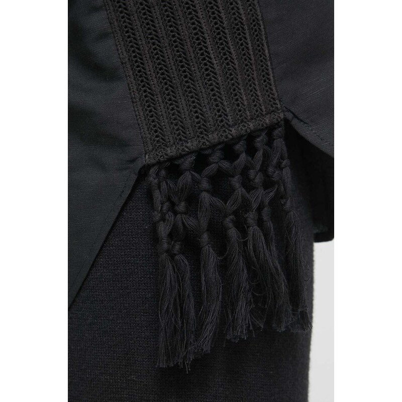Desigual camasa din amestec de in culoarea negru, cu guler clasic, relaxed