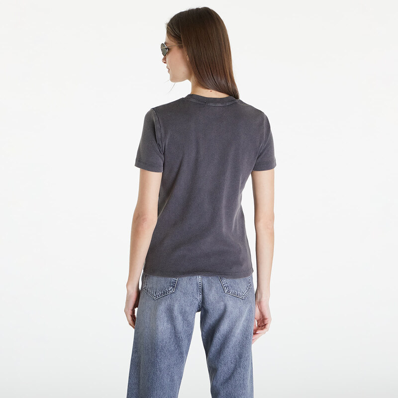 Tricou pentru femei Calvin Klein Jeans Label Washed Rib Slim Short Sleeve Tee Gray
