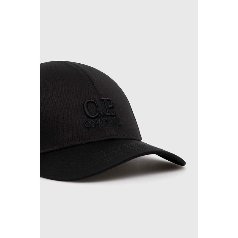 C.P. Company șapcă de baseball din bumbac Gabardine culoarea negru, cu imprimeu, 16CMAC282A006288A