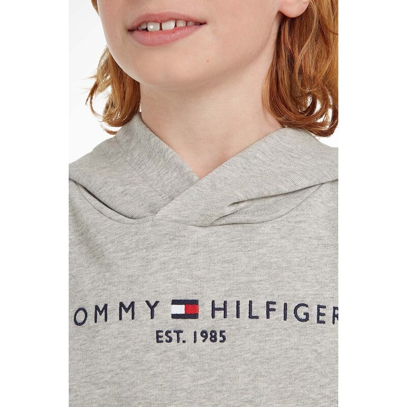 Tommy Hilfiger hanorac de bumbac pentru copii culoarea gri, cu imprimeu KS0KS00213