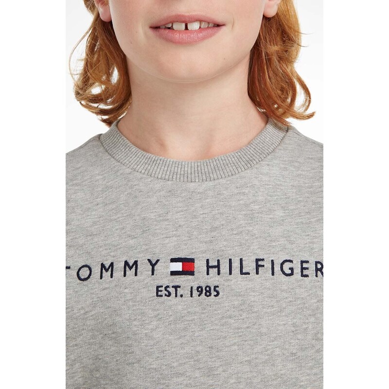 Tommy Hilfiger hanorac de bumbac pentru copii culoarea gri, cu imprimeu KS0KS00212
