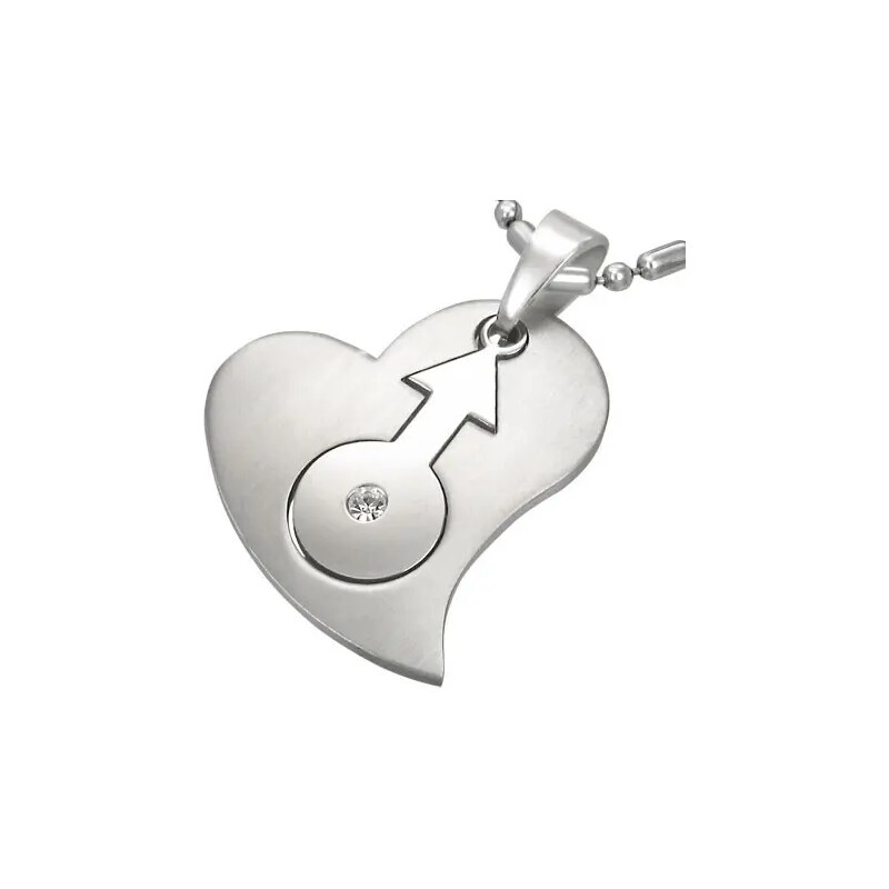 Bijuterii Eshop - Pandantiv din oțel inoxidabil cu inimă și simbolul feminin G19.24