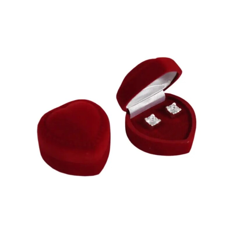 Bijuterii Eshop - Cutie de cadou pentru cercei - inimă roșie din catifea Y25.6