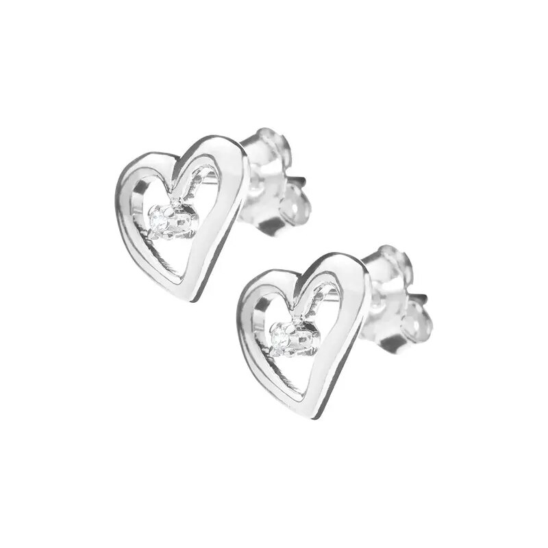 Bijuterii Eshop - Cercei argint - contur asimetric de inimă cu zircon X41.14