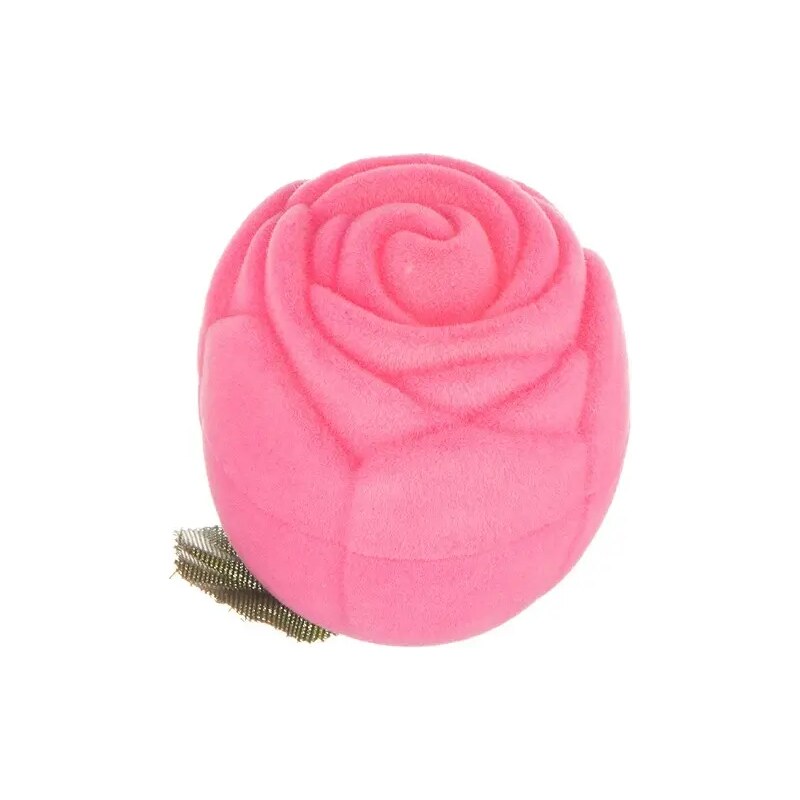 Bijuterii Eshop - Cutie din catifea pentru inel – trandafir roz cu frunze Y31.2