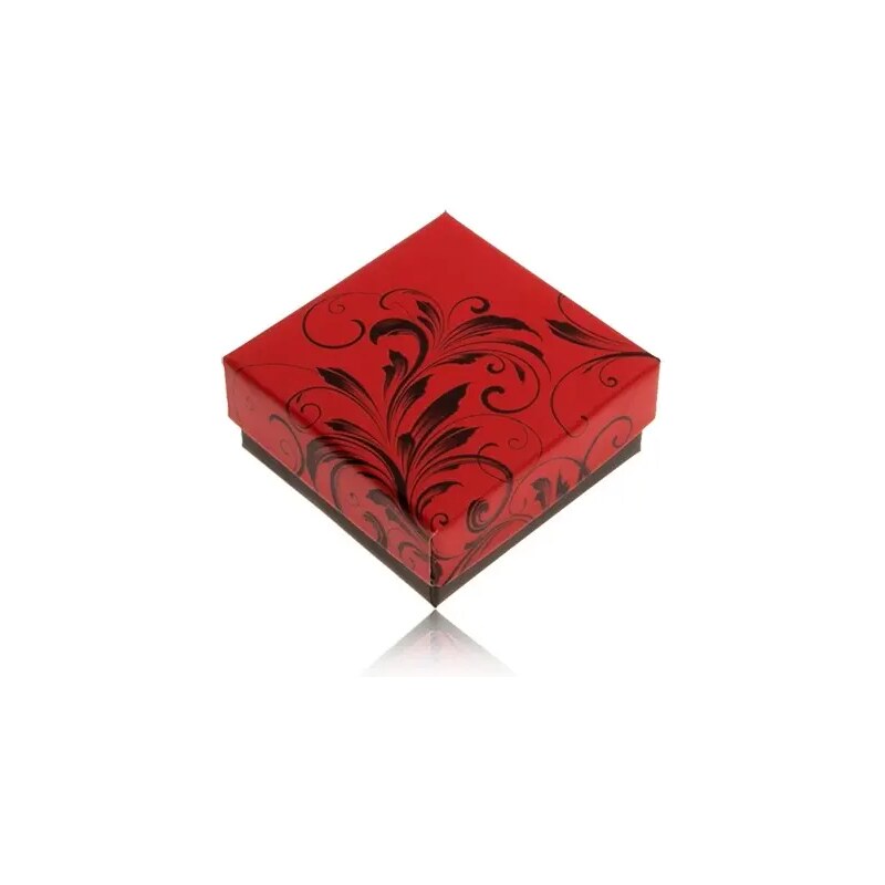 Bijuterii Eshop - Cutiuță roșu deschis cu negru pentru inel sau cercei, cu ornamente Y27.4