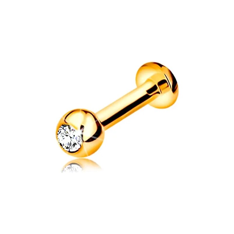 Bijuterii Eshop - Piercing pentru buză sau bărbie din aur 9K - labret cu bilă cu zirconiu și cerc, 10 mm S2GG182.30
