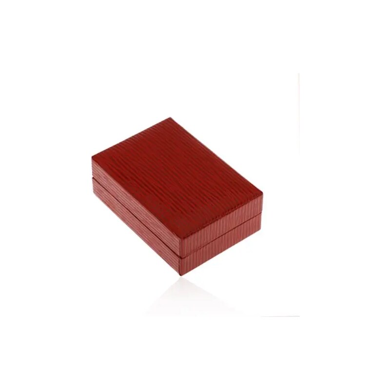 Bijuterii Eshop - Cutiuță pentru cercei, din piele artificială de culoare roșu-închis, suprafață lucioasă canelată Y49.17